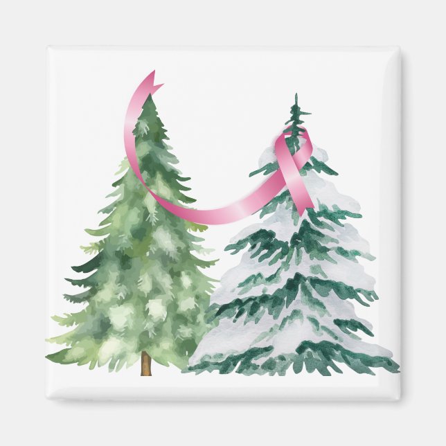 Coquette Weihnachtsbaum, Brustkrebs-Bewusstsein Magnet (Vorne)