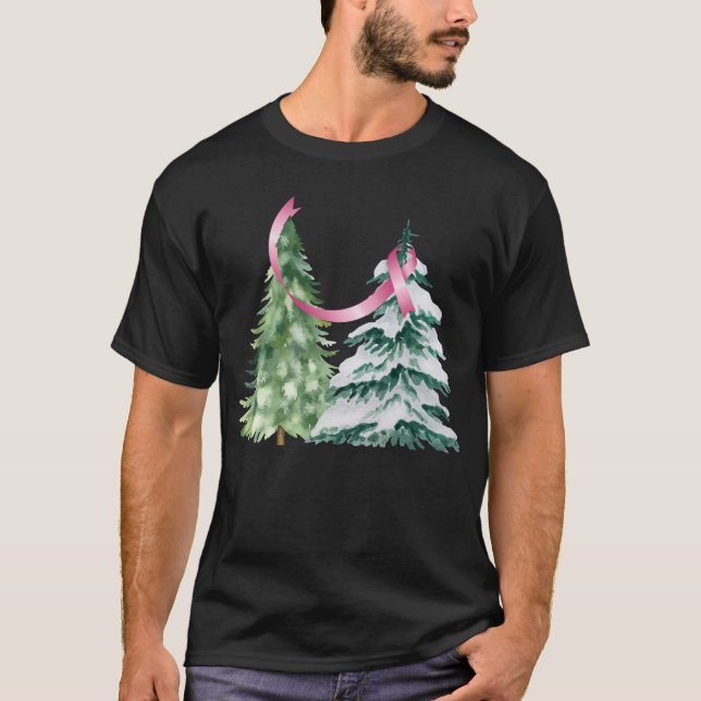 Coquette Weihnachtsbaum, Brustkrebs-Bewusstsein T-Shirt (Vorderseite)
