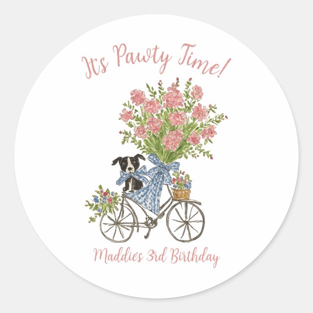 Coquette Welpe Geburtstagsparty Sticker (Vorderseite)