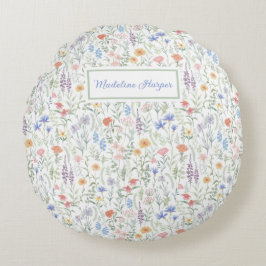 Coquette Wildflower Meadow Personalised Rundes Kissen