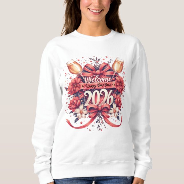 Coquette Willkommen 2026 Neujahrsdesign Sweatshirt (Vorderseite)