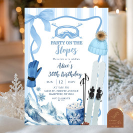 Coquette Winter Blau Pastell-Ski-Geburtstag Einladung
