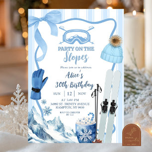 Coquette Winter Blau Pastell-Ski-Geburtstag Einladung