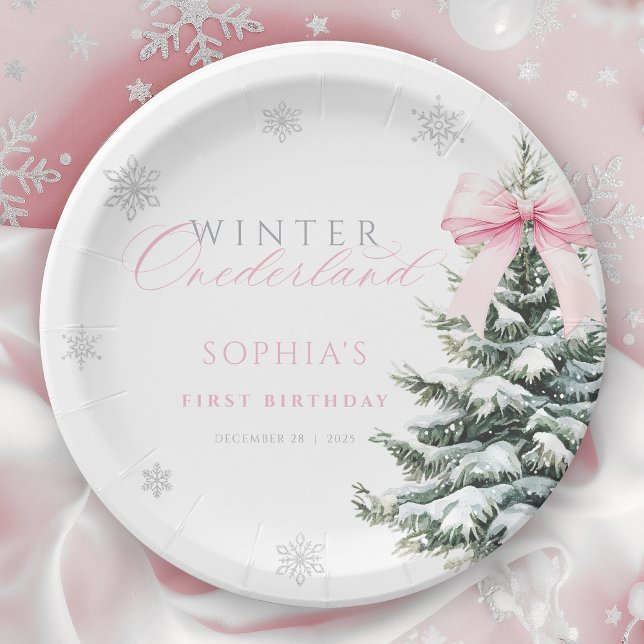 Coquette Winter Onederland Erster Geburtstag Pappteller (Von Creator hochgeladen)
