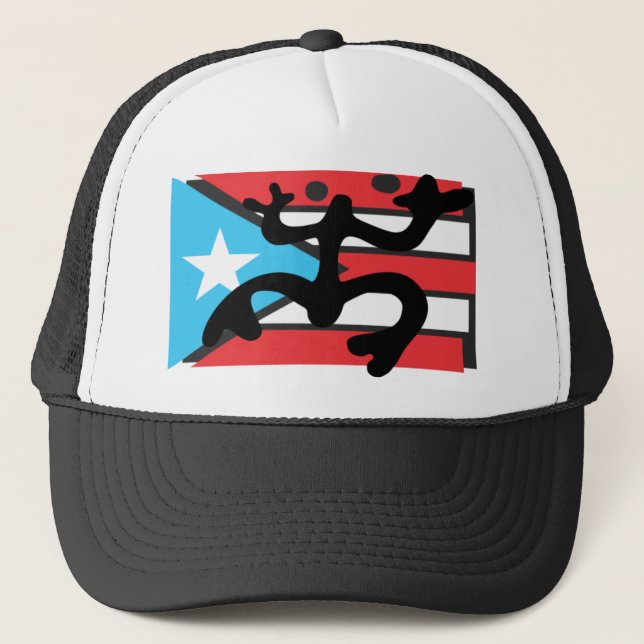 Coqui auf der Flagge von Puerto Rico Truckerkappe (Vorderseite)