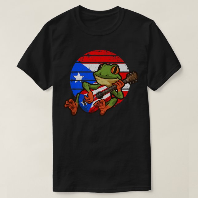 Coqui Frog Gitarre spielen Puerto Rico Tier152 T-Shirt (Design vorne)