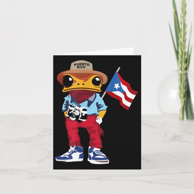 Coqui Frog Puerto Rico Flag Taino Boricua Hispanic Karte (Vorderseite)