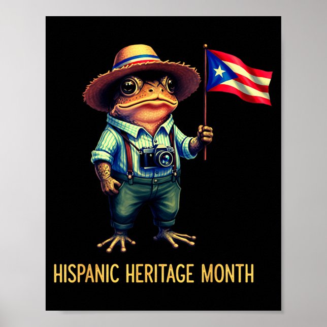 Coqui Frog Puertorico Boricua Puertorican Flag His Poster (Vorne)