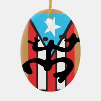 Coqui taíno auf Flagge von Puerto Rico Keramik Ornament