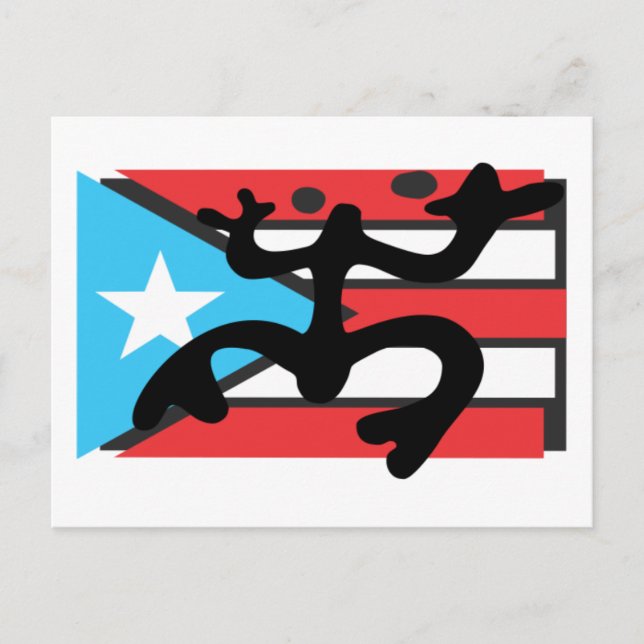Coqui taíno sobre bandera de Puerto Rico Postkarte (Vorderseite)
