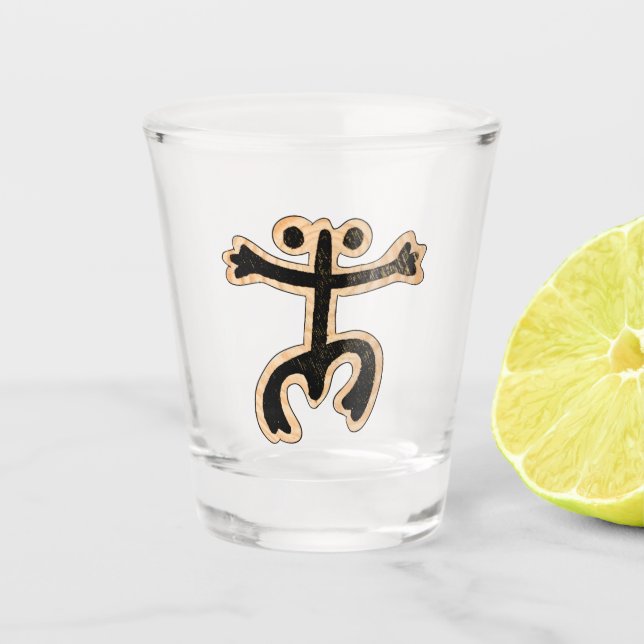 Coqui Taino über Holz Schnapsglas (Vorderseite)