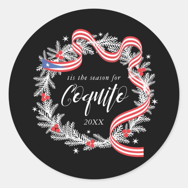 Coquito Christmas Wreath Classic Round Sticker (Vorderseite)
