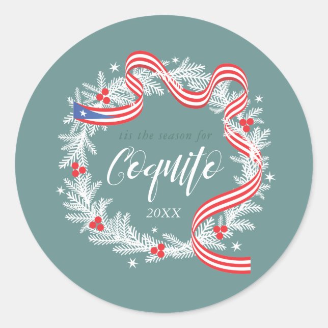 Coquito Christmas Wreath Runder Aufkleber (Vorderseite)