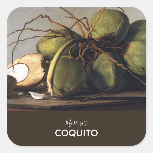 Coquito Coconut Classic Quadratischer Aufkleber (Vorderseite)
