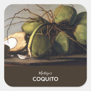 Coquito Coconut Klassiker Quadratischer Aufkleber
