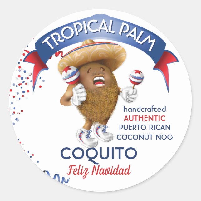 Coquito Coconut Maracas Runder Aufkleber (Vorderseite)