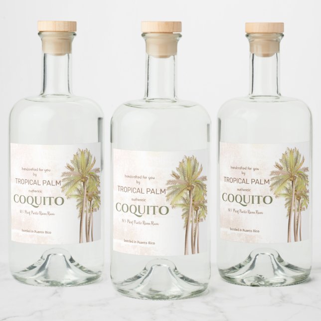 Coquito Coconut Tropical Palm Alkoholflaschenetikett (Flaschen)
