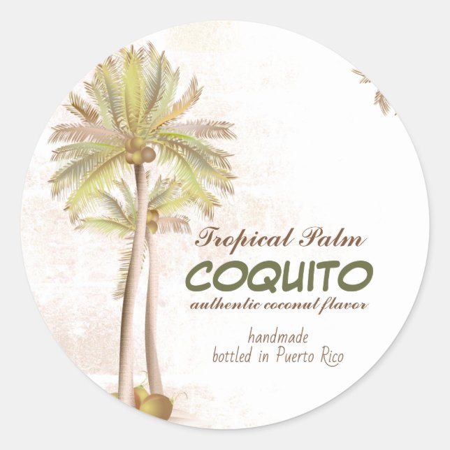 Coquito Coconut Tropical Palm Runder Aufkleber (Vorderseite)