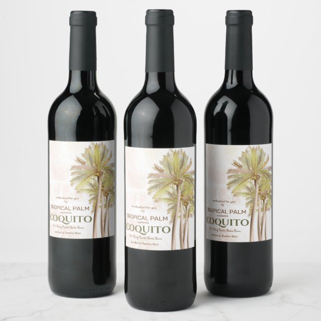 Coquito Coconut Tropical Palm Weinetikett (Flaschen)