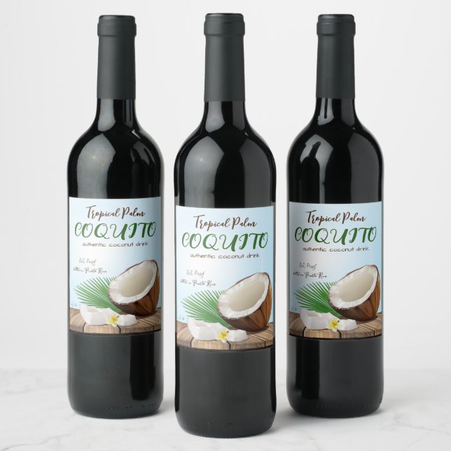Coquito Coconut Tropical Weinetikett (Flaschen)