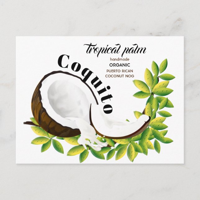 Coquito Coconut Tropisches Getränk Rezept Postkarte (Vorderseite)