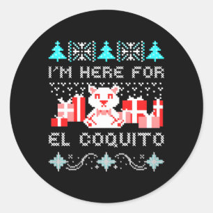 Coquito Puerto Rico Ugly Navidad Boricua Runder Aufkleber