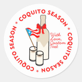 Coquito Season Bottle Label Small Personalize Text Runder Aufkleber