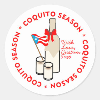 Coquito Season Bottle Label Small Personalize Text Runder Aufkleber