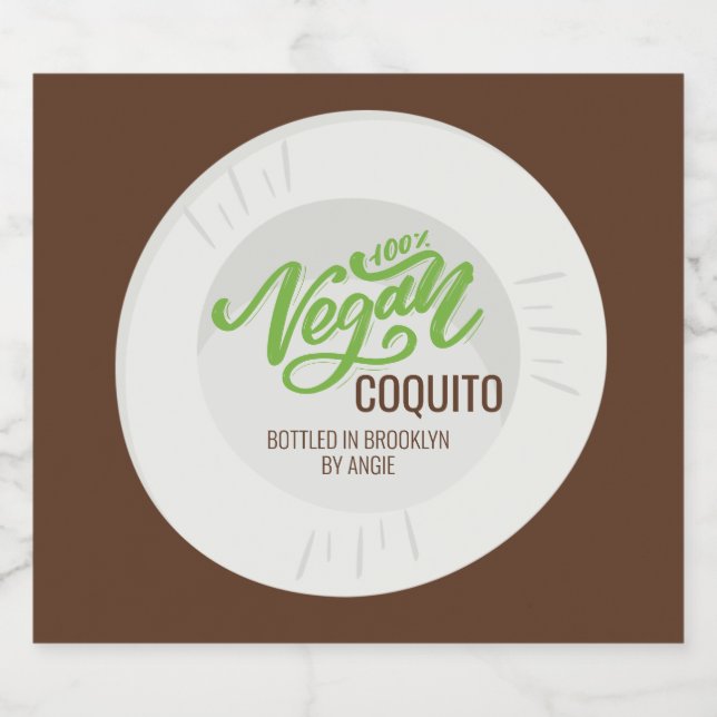 Coquito Veganes Kokosnuss-Getränk Klassischer Rund Alkoholflaschenetikett (Einzelnes Label)