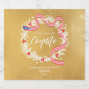 Coquito Weihnachtsmann Weinkarte Alkoholflaschenetikett