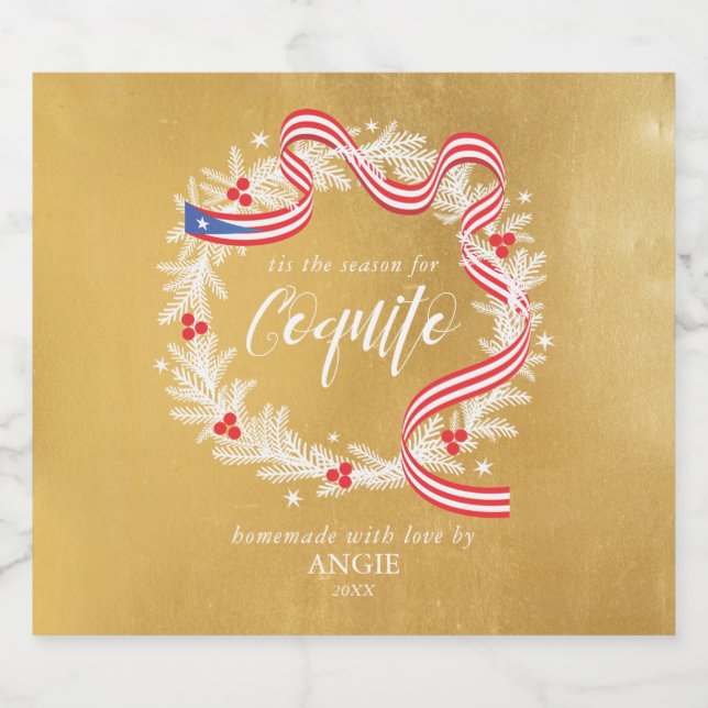 Coquito Weihnachtsmann Weinkarte Alkoholflaschenetikett (Einzelnes Label)