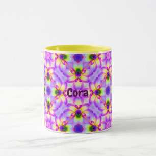 CORA ~ Blumenmuster für Ostern ~ Personalisiert Tasse