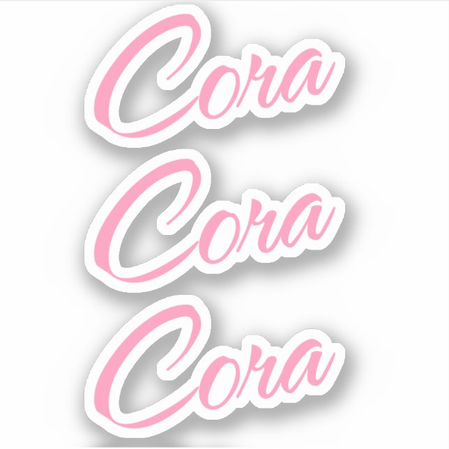 Cora Decorative Name in Rosa x3 Aufkleber (Vorderseite)