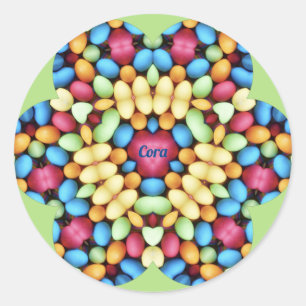 CORA ~ EASTER EIER MULTICOLORED ~ RUNDER AUFKLEBER
