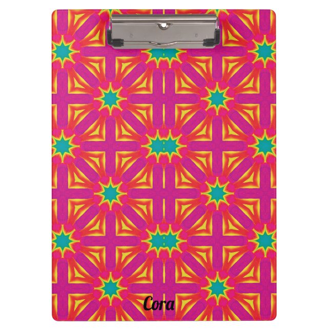 CORA ~ Gelb, Blau, Rot und Rosa Klemmbrett (Vorderseite)