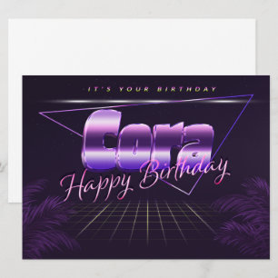 Cora Name Vorname lila retro Karte Geburtstag