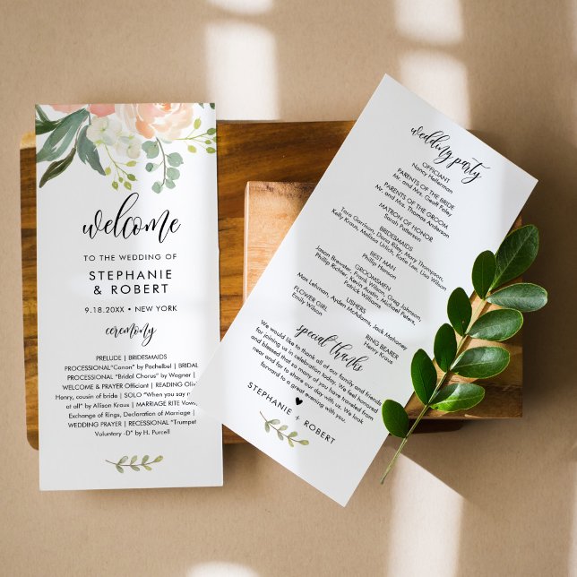 CORA Peach floral Wedding Program (Von Creator hochgeladen)