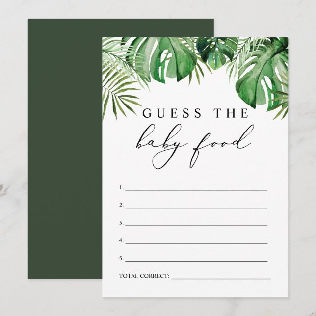 CORA Tropical Baby Food Baby Shooting Game Card Einladung (Vorne/Hinten)