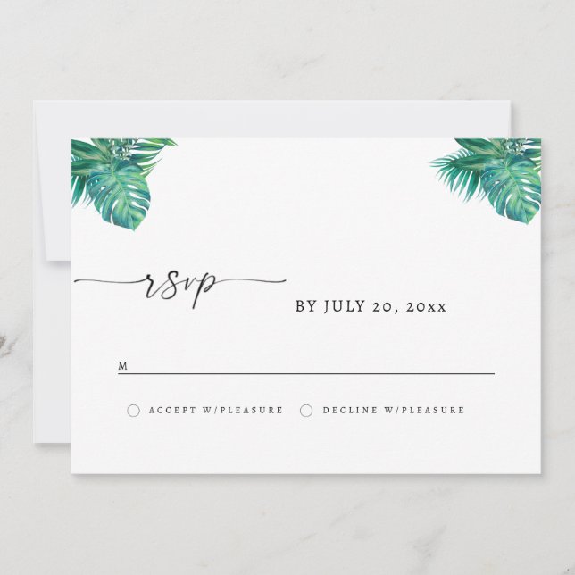CORA Tropical Beach Leaf RSVP  Save The Date (Vorderseite)