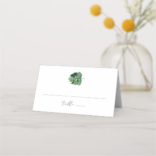 CORA Tropical Watercolor Palm Leaf Einfache Minima Platzkarte