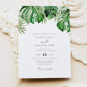 CORA Tropical Watercolor Palm Leaf Wedding Einladung
