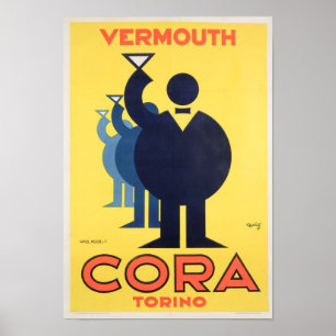Cora Vermouth Torino - Vintage Werbung Poster