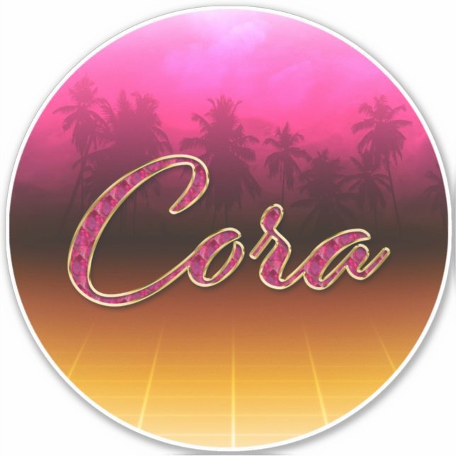 Cora Vorname Name golden pink Aufkleber Sticker (Vorderseite)