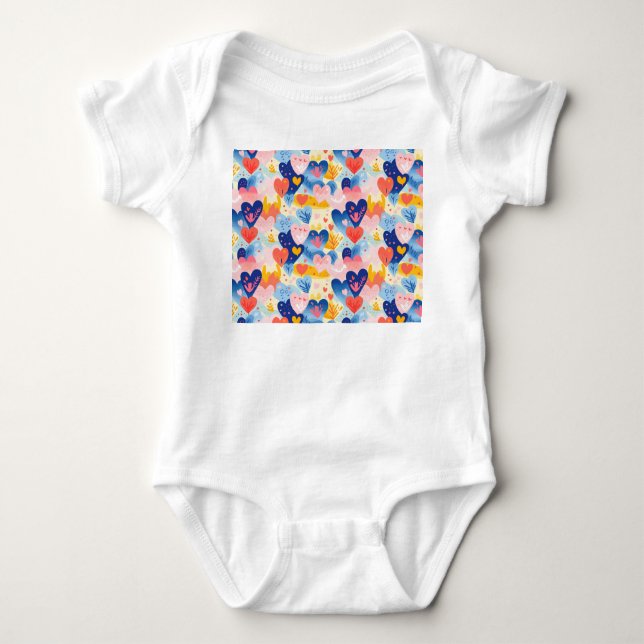 Corações Coloridos Baby Strampler (Vorderseite)