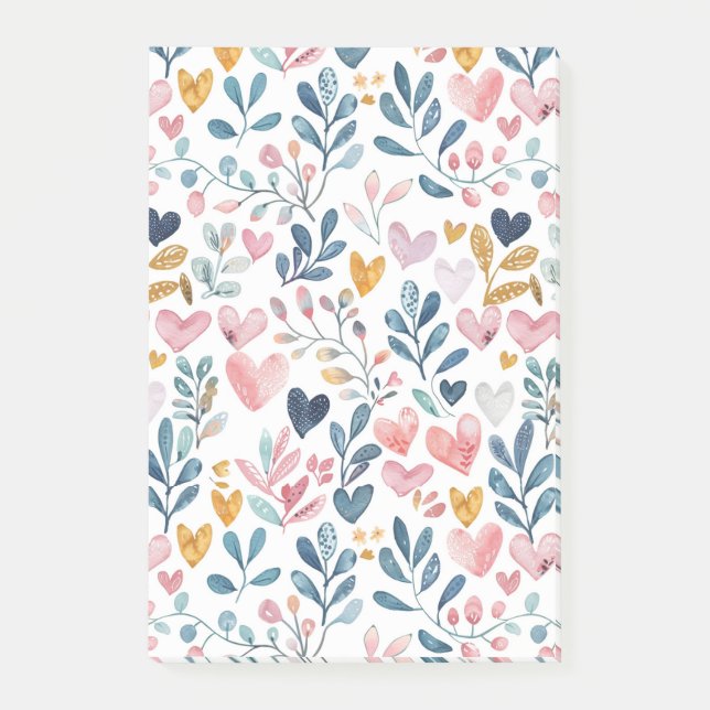 Corações em Aquarela Post-it Klebezettel (Vorderseite)