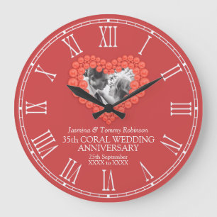 Coral 35. Hochzeitstag kundenliches Foto Große Wanduhr