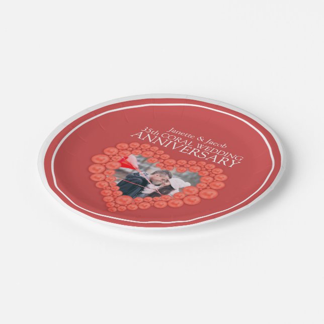 Coral 35. Jubiläum Foto Herzpapier Platte Pappteller (Schrägansicht)