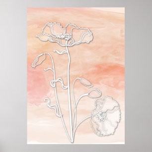 Coral Abstrakt Watercolor und Pflaumen Poster