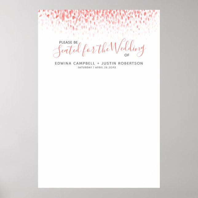 Coral abstrakte Aquarellfarbe DIY Hochzeitstisch P Poster (Vorne)