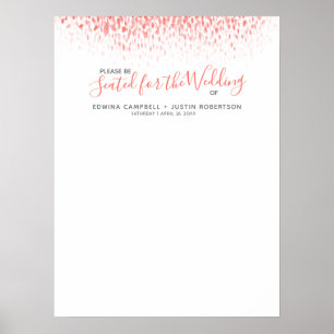 Coral abstrakte Aquarellfarbe DIY Hochzeitstisch P Poster